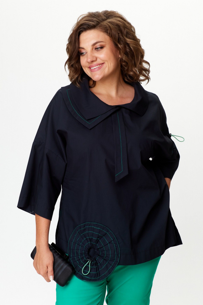 Брючный комплект Michel chic 1385 черный,бирюза