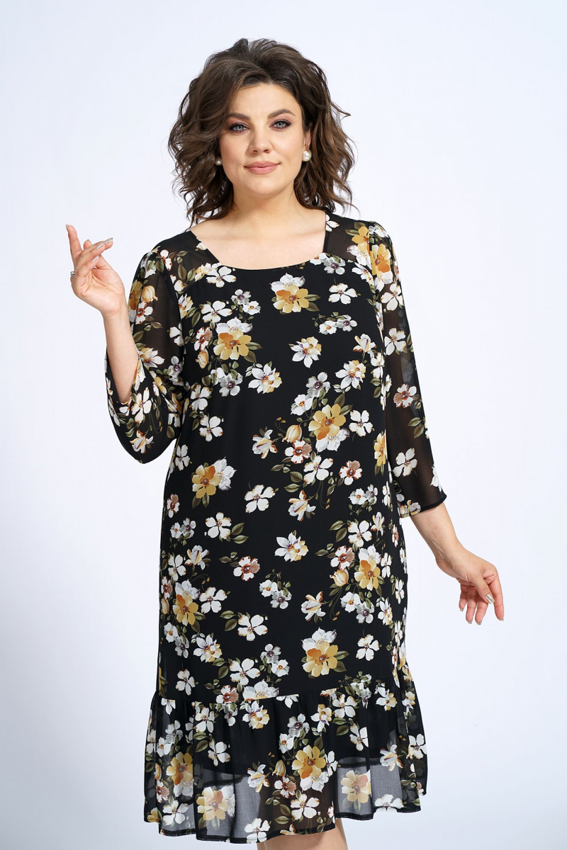 Платья Alani Collection 2148 бело-желтые_цветы