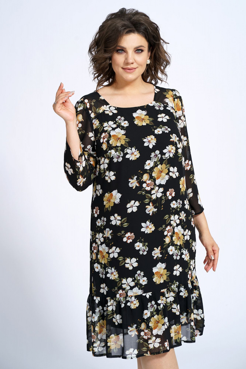 Платья Alani Collection 2148 бело-желтые_цветы