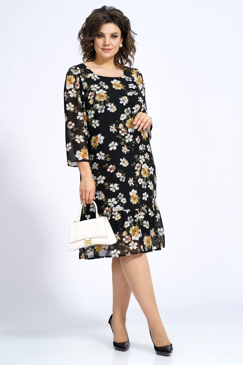 Платья Alani Collection 2148 бело-желтые_цветы