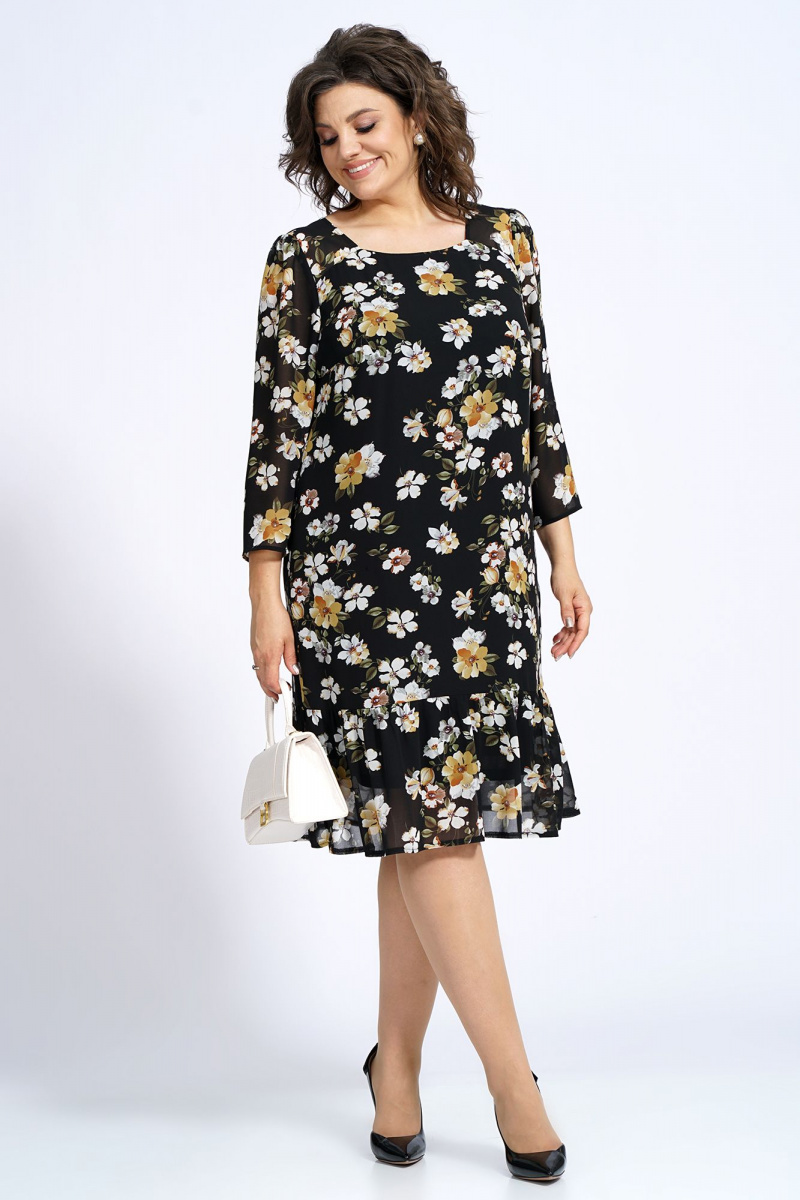 Платья Alani Collection 2148 бело-желтые_цветы