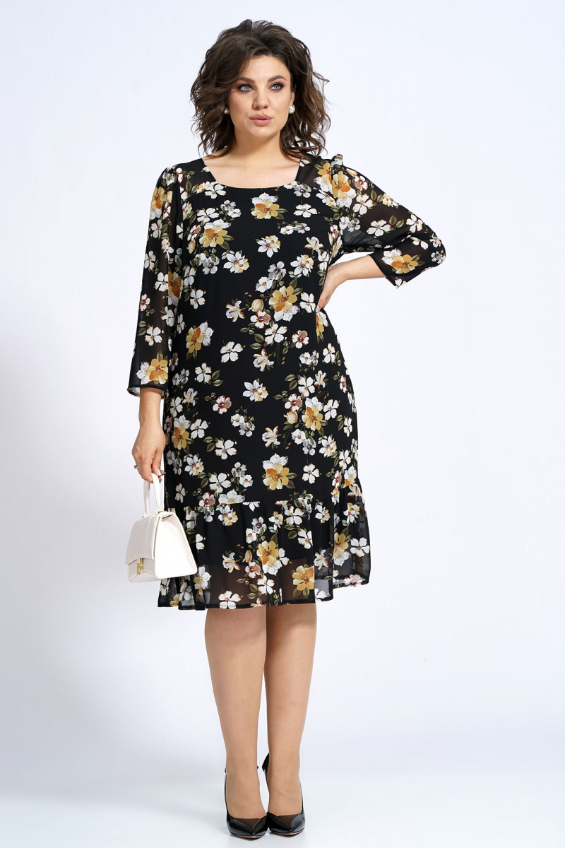 Платья Alani Collection 2148 бело-желтые_цветы