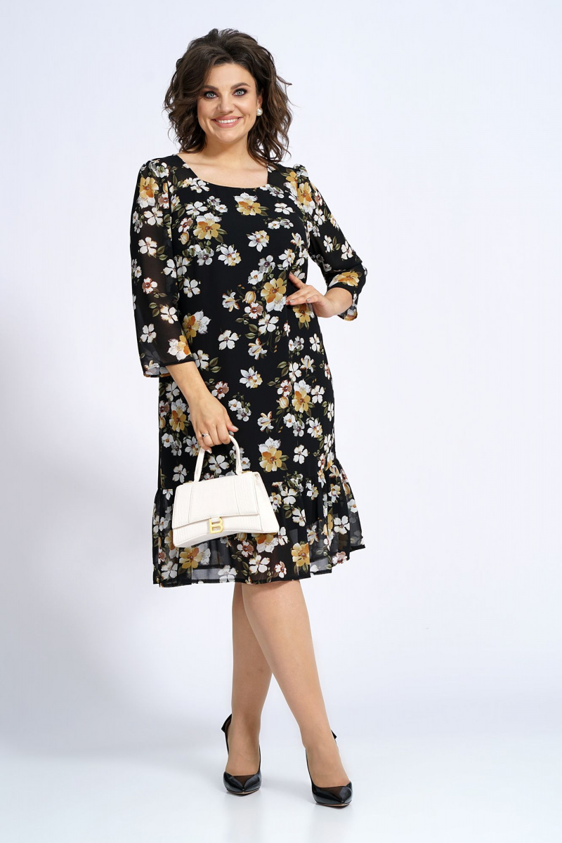 Платья Alani Collection 2148 бело-желтые_цветы
