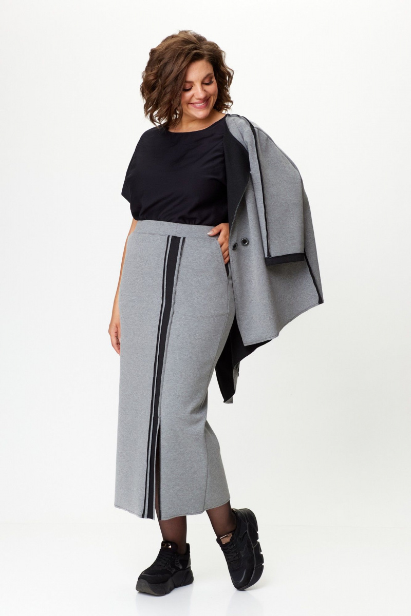Юбочный костюм Michel chic 1388 серый