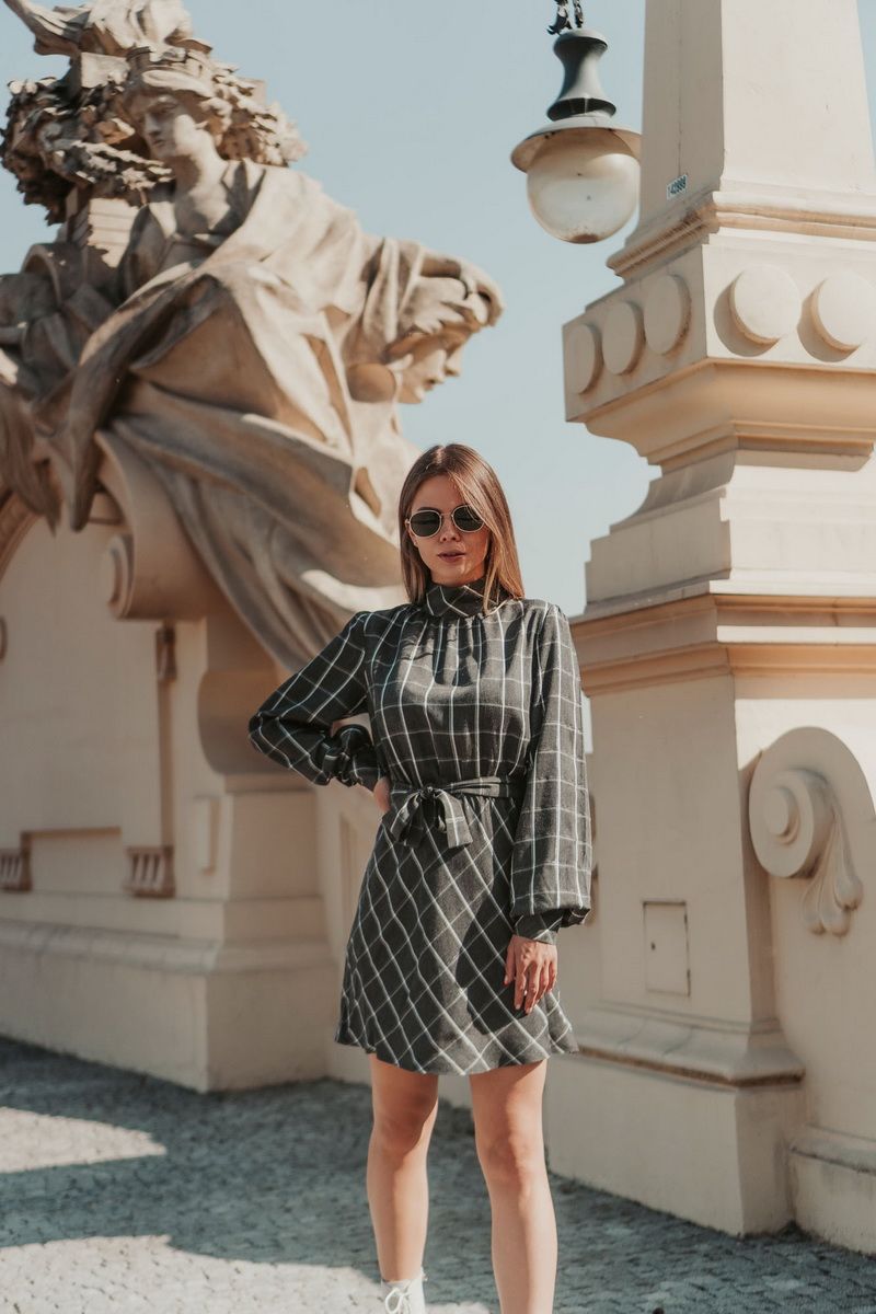 Платья Mirolia 831 серая_клетка
