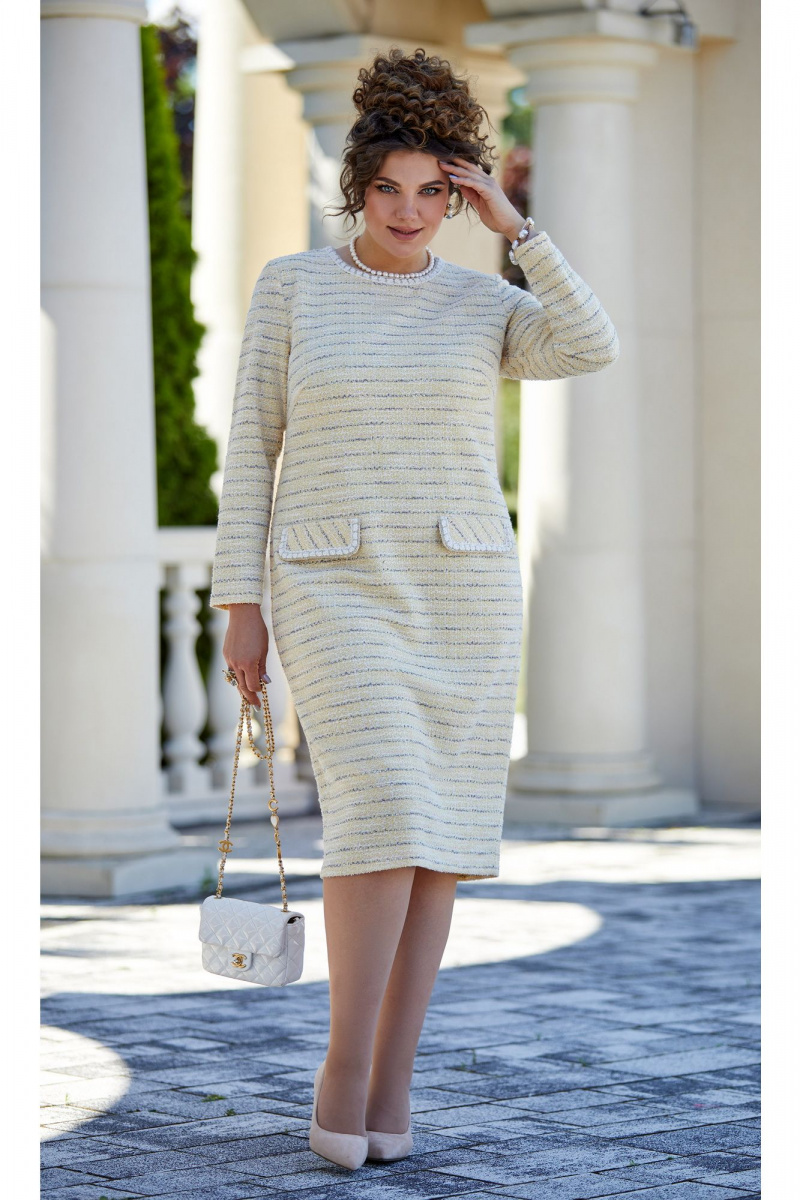 Платья Vittoria Queen 23313 диз_полоска_меланж_желтый