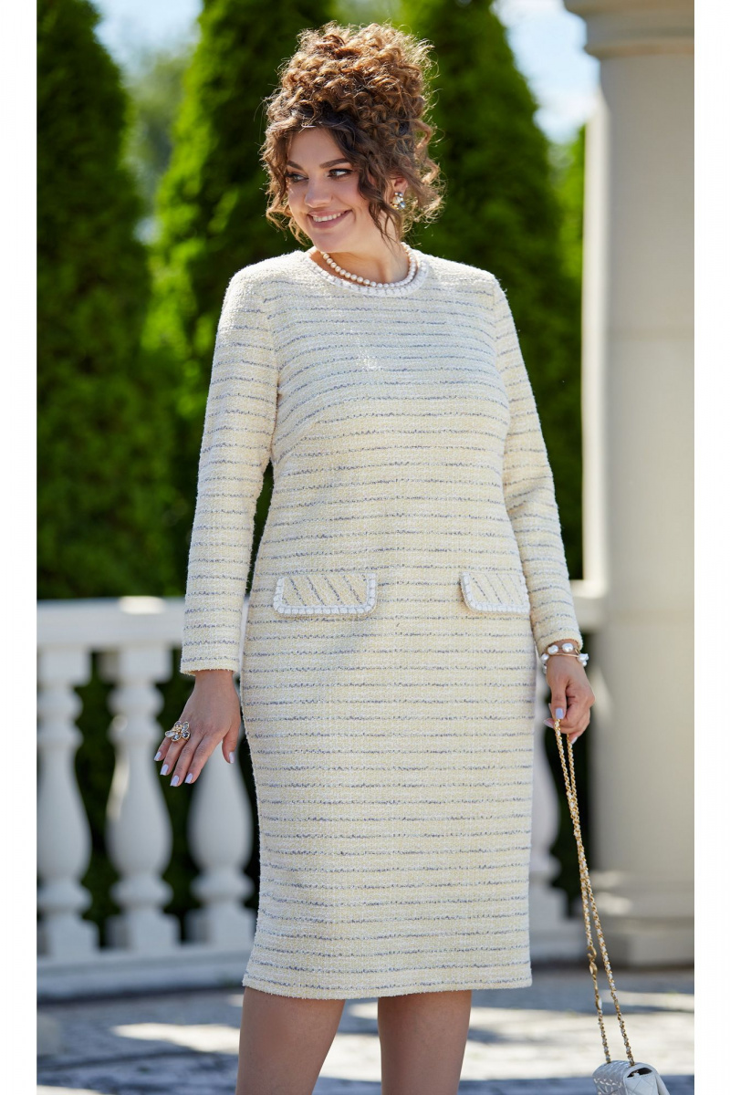 Платья Vittoria Queen 23313 диз_полоска_меланж_желтый