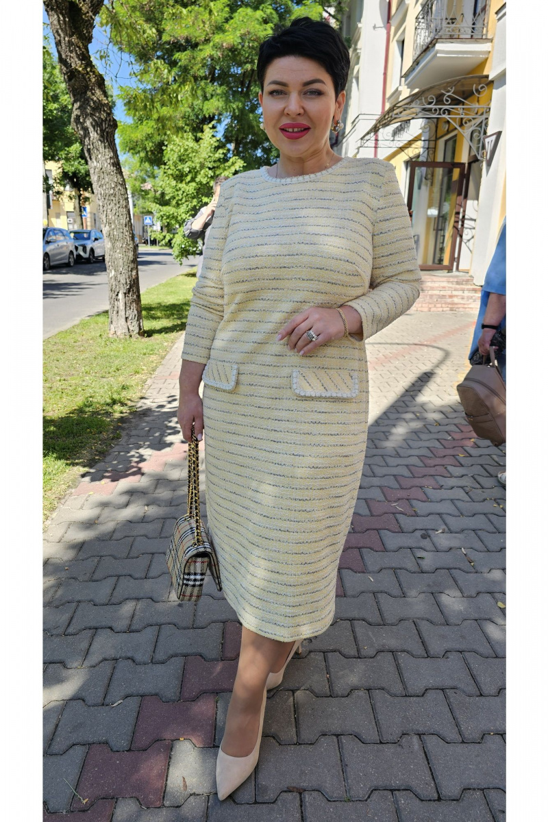 Платья Vittoria Queen 23313 диз_полоска_меланж_желтый