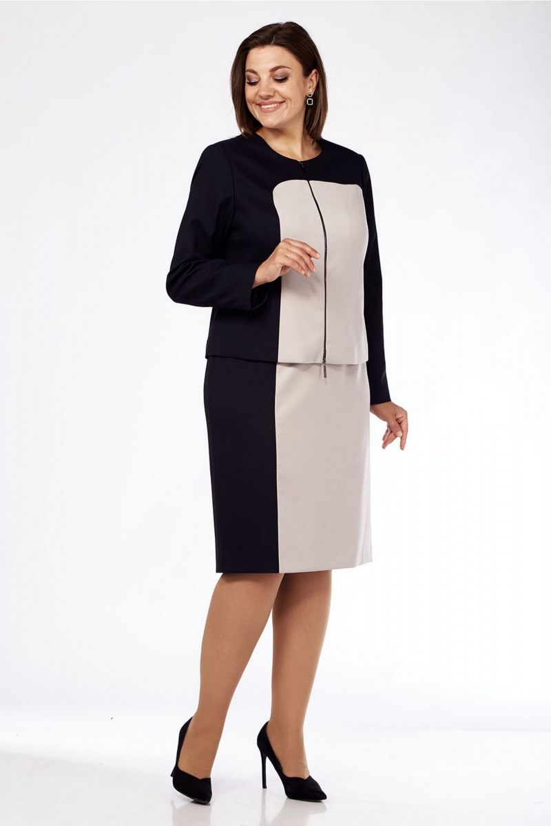 Юбочный костюм Lady Style Classic 2737 черный_бежевый