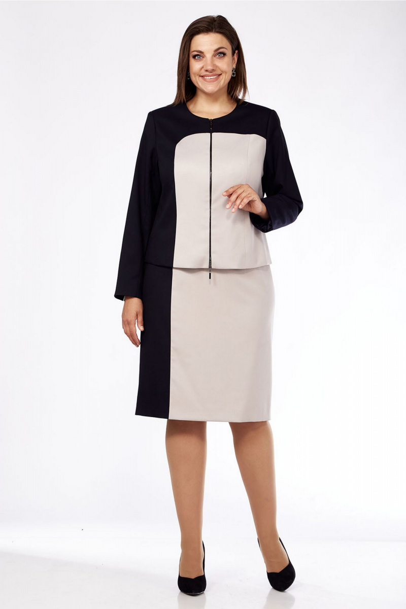 Юбочный костюм Lady Style Classic 2737 черный_бежевый