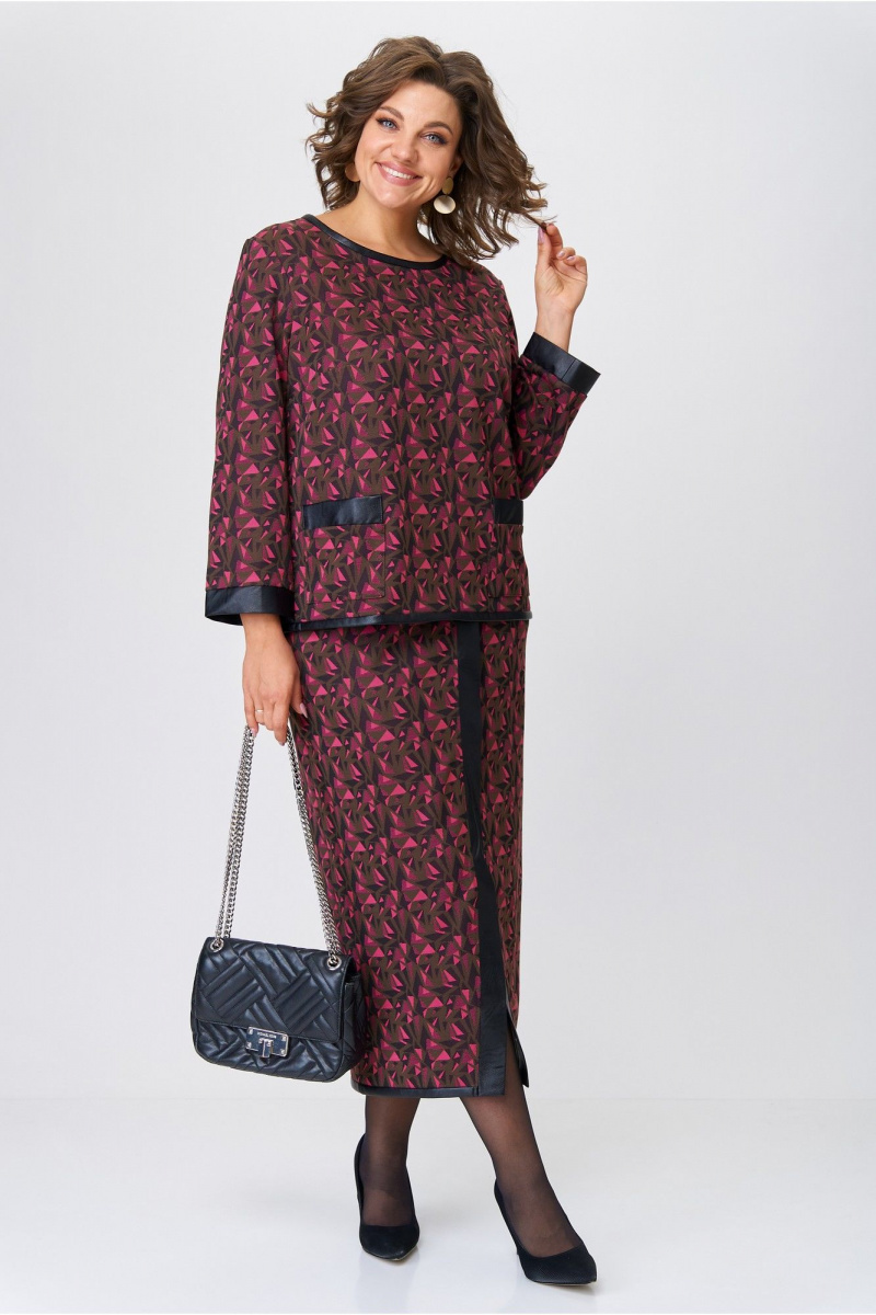 Юбочный комплект Michel chic 1394 шоколад+фуксия