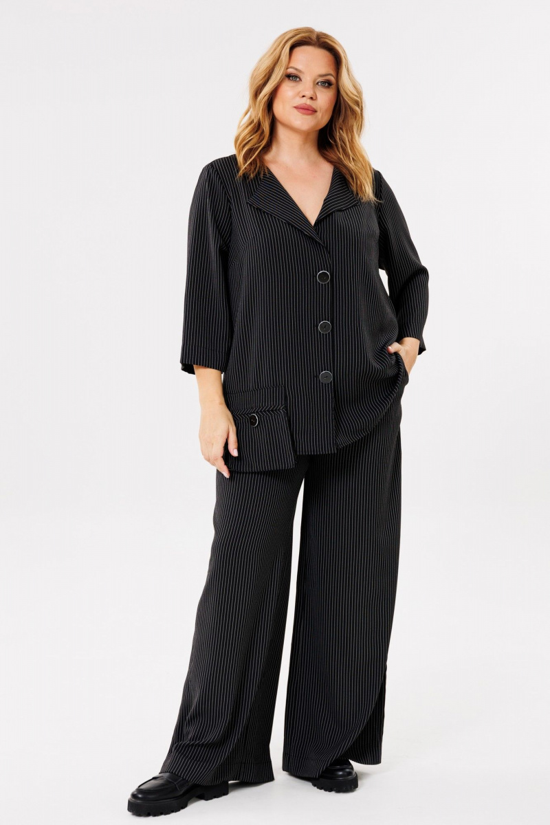 Брючный костюм Michel chic 1386/1 черный,полоска