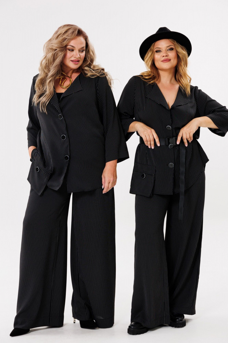 Брючный костюм Michel chic 1386/1 черный,полоска