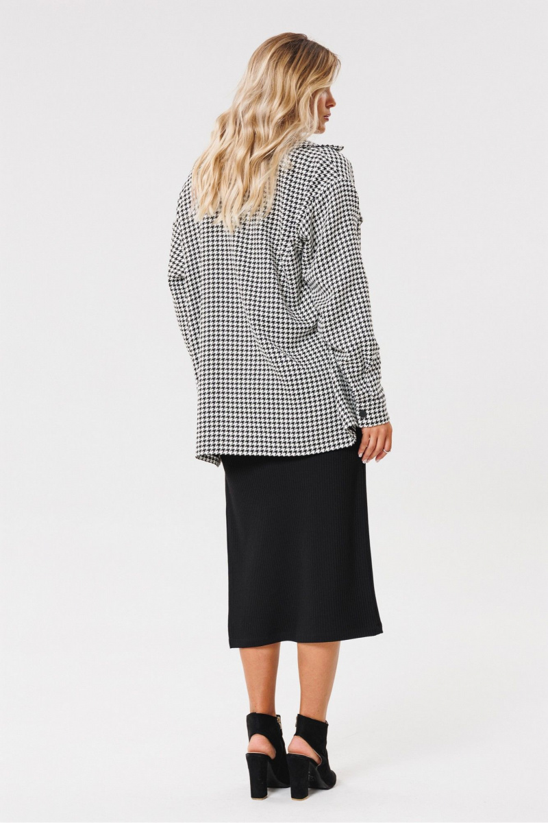 Рубашки PRATA wear S022 черно-белый