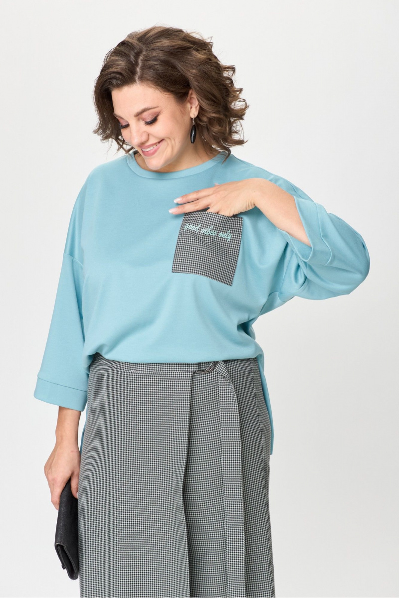 Брючный комплект Michel chic 1362/1 голубой,клетка
