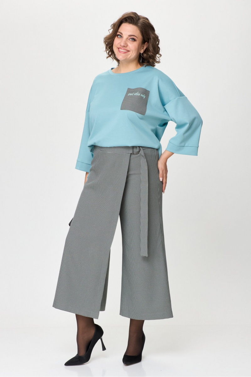 Брючный комплект Michel chic 1362/1 голубой,клетка
