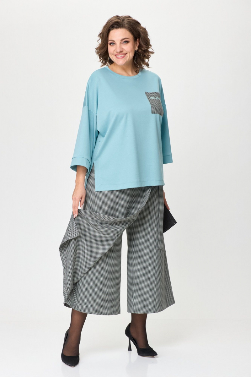 Брючный комплект Michel chic 1362/1 голубой,клетка