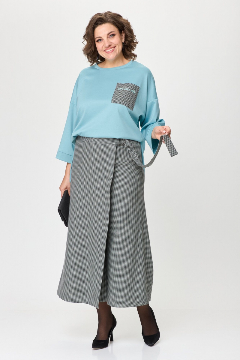 Брючный комплект Michel chic 1362/1 голубой,клетка