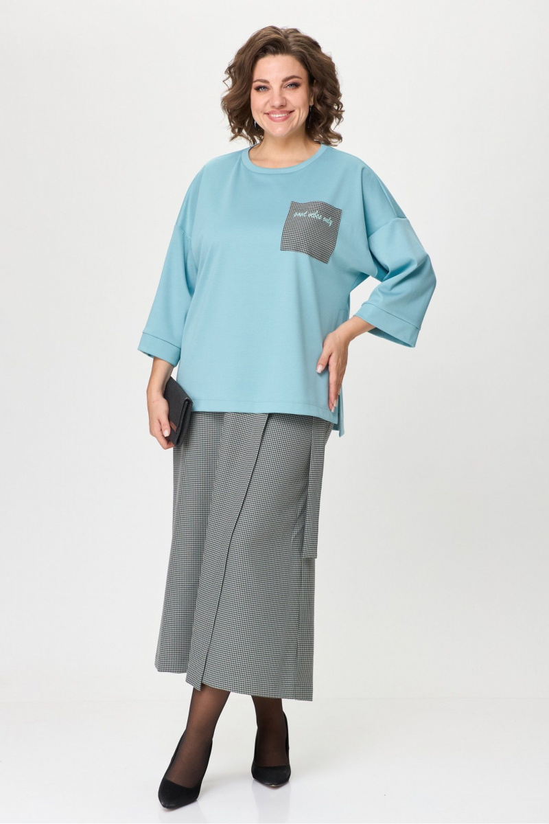 Брючный комплект Michel chic 1362/1 голубой,клетка