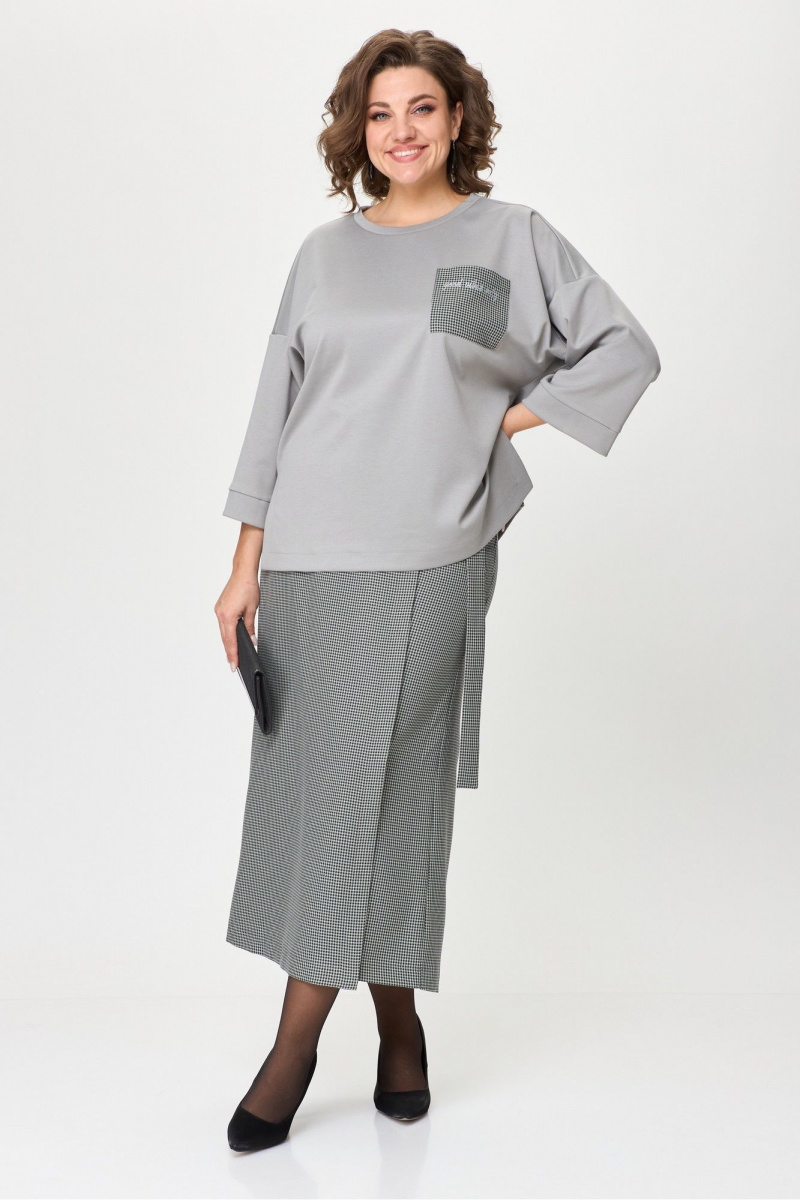 Брючный комплект Michel chic 1362/1 серый,клетка