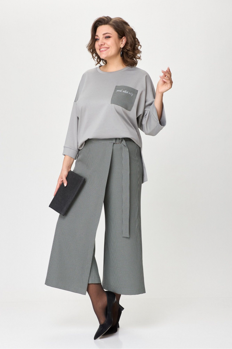 Брючный комплект Michel chic 1362/1 серый,клетка