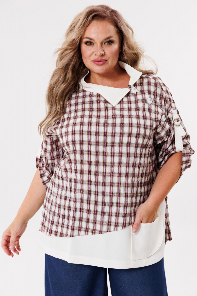Блузы Michel chic 751/1 клетка,бежевый