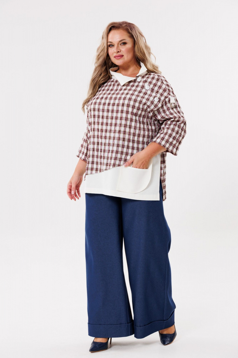 Блузы Michel chic 751/1 клетка,бежевый