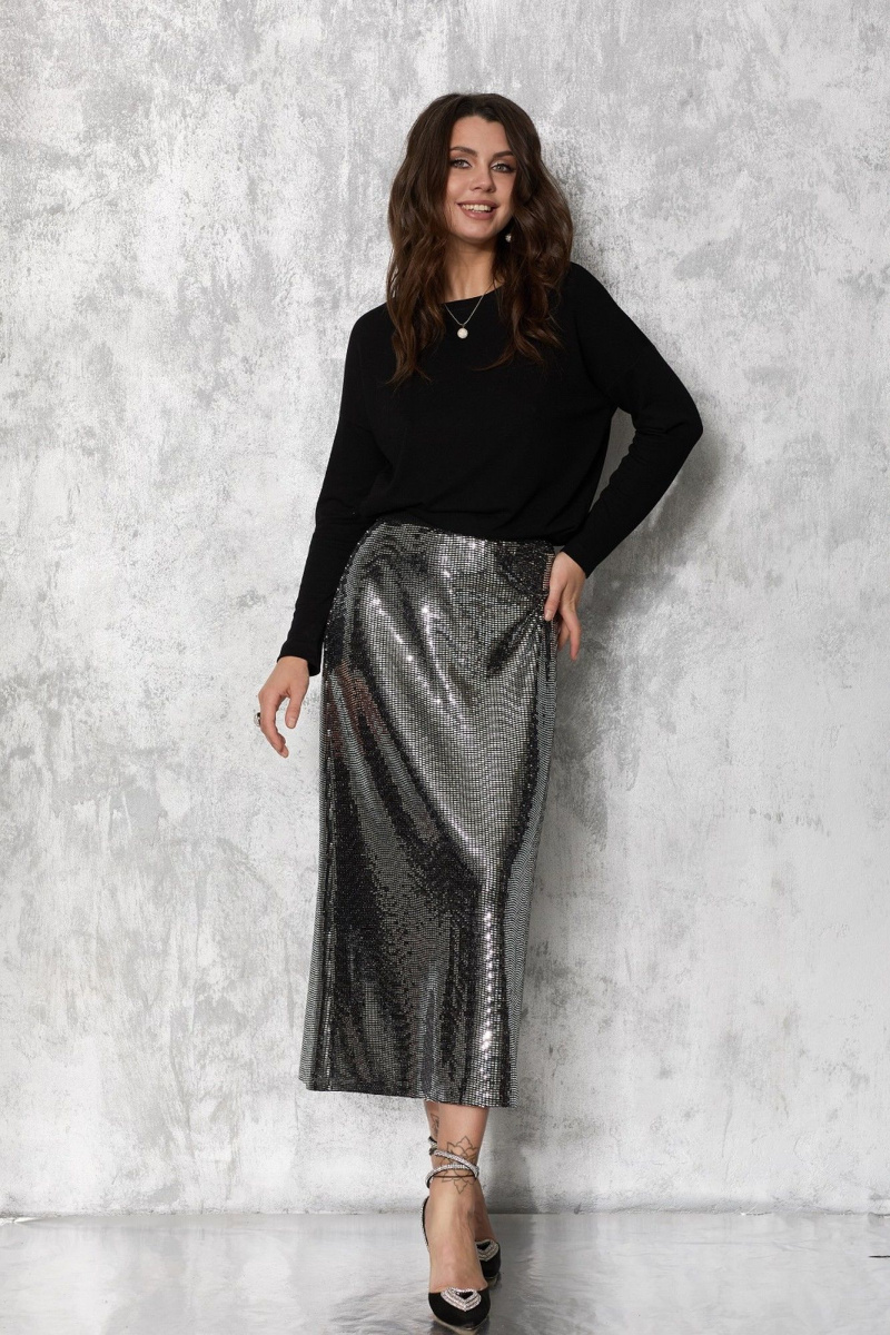 Юбки MG Wear 3112 серебристая_пайетка