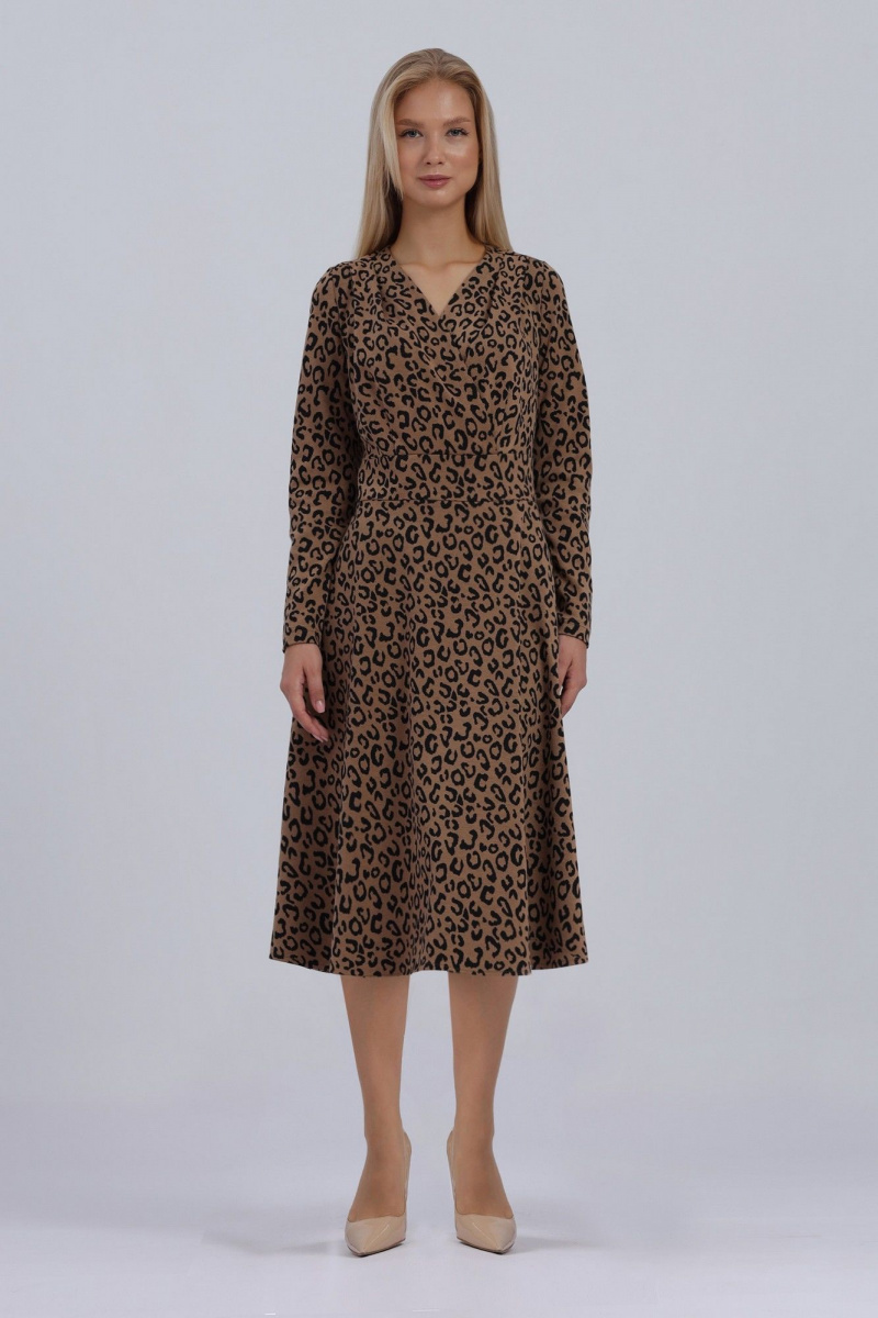 Платья Полинушка 755н леопард_на_бежевом