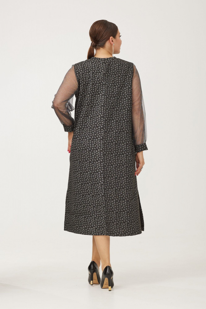 Платья OVERYOU М183 черный-серебро