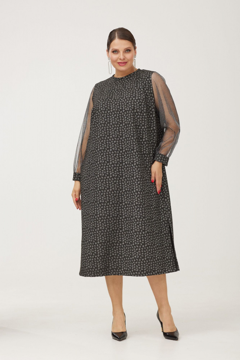 Платья OVERYOU М183 черный-серебро