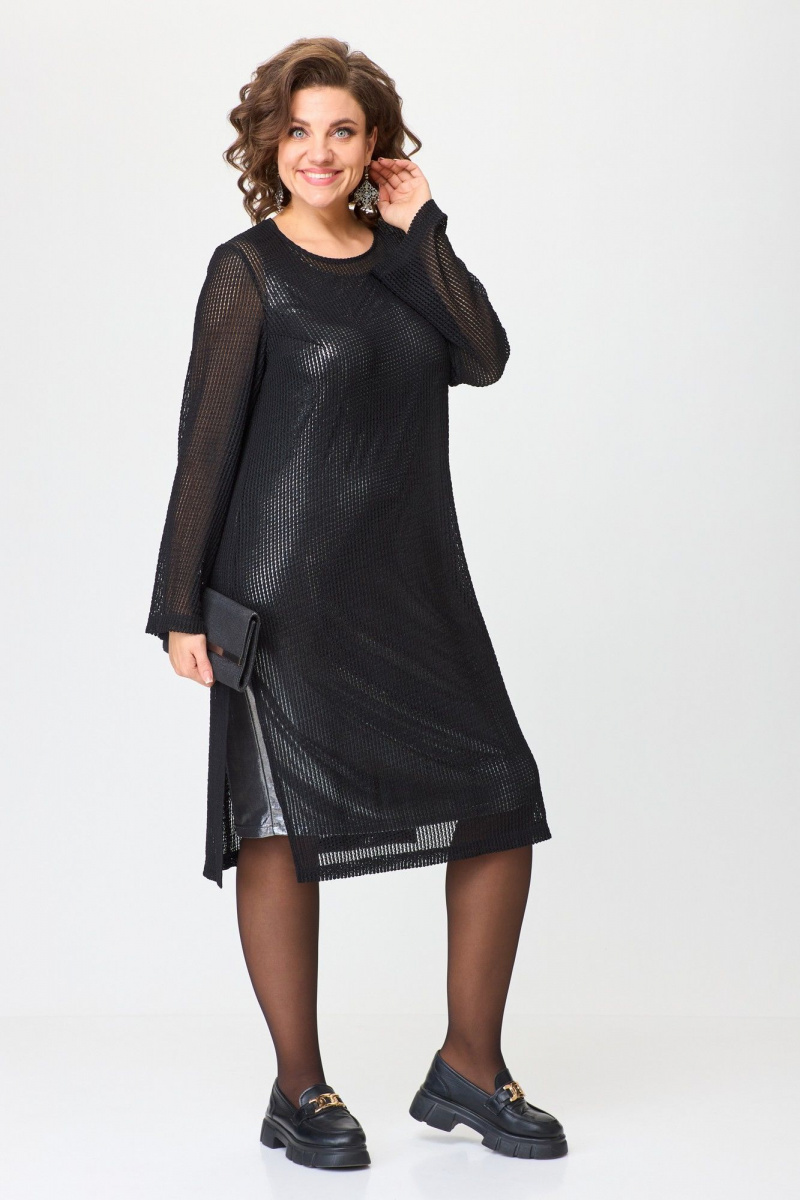 Платья БАГРЯНИЦА 5081 черный+серебристый