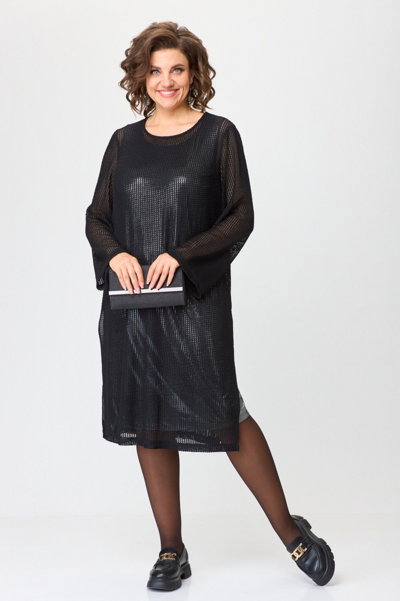 Платья БАГРЯНИЦА 5081 черный+серебристый
