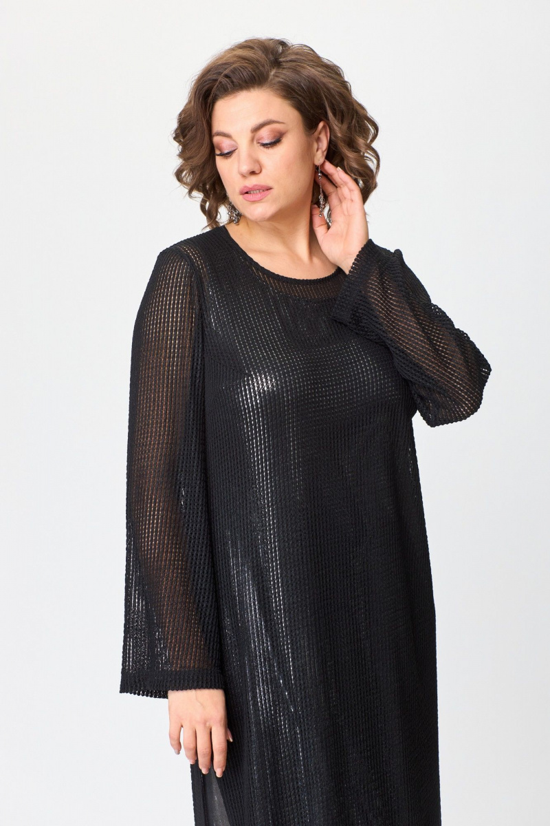 Платья БАГРЯНИЦА 5081 черный+серебристый