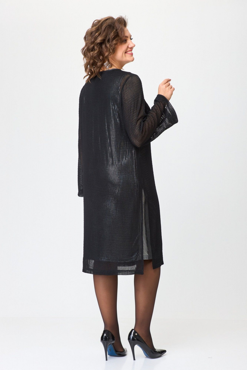 Платья БАГРЯНИЦА 5081 черный+серебристый