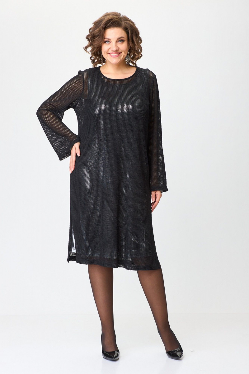 Платья БАГРЯНИЦА 5081 черный+серебристый