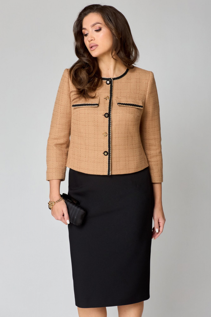 Юбочный комплект Мишель стиль 1237 бежево-черный