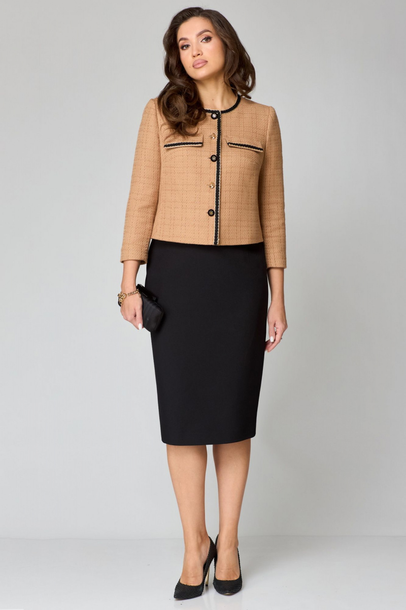 Юбочный комплект Мишель стиль 1237 бежево-черный