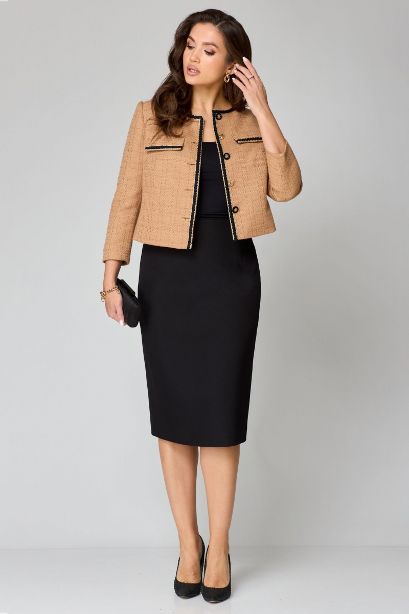Юбочный комплект Мишель стиль 1237 бежево-черный