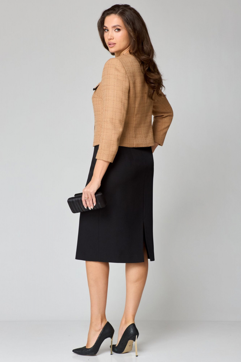 Юбочный комплект Мишель стиль 1237 бежево-черный