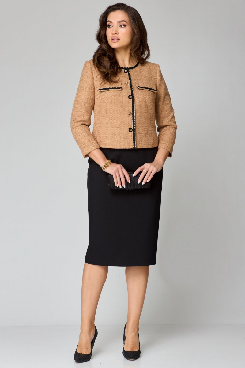 Юбочный комплект Мишель стиль 1237 бежево-черный