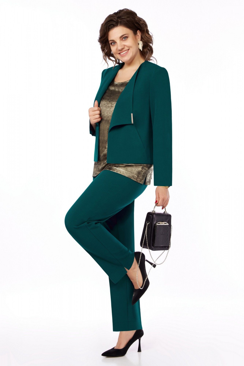 Брючный костюм БагираАнТа 1003 изумруд/золото