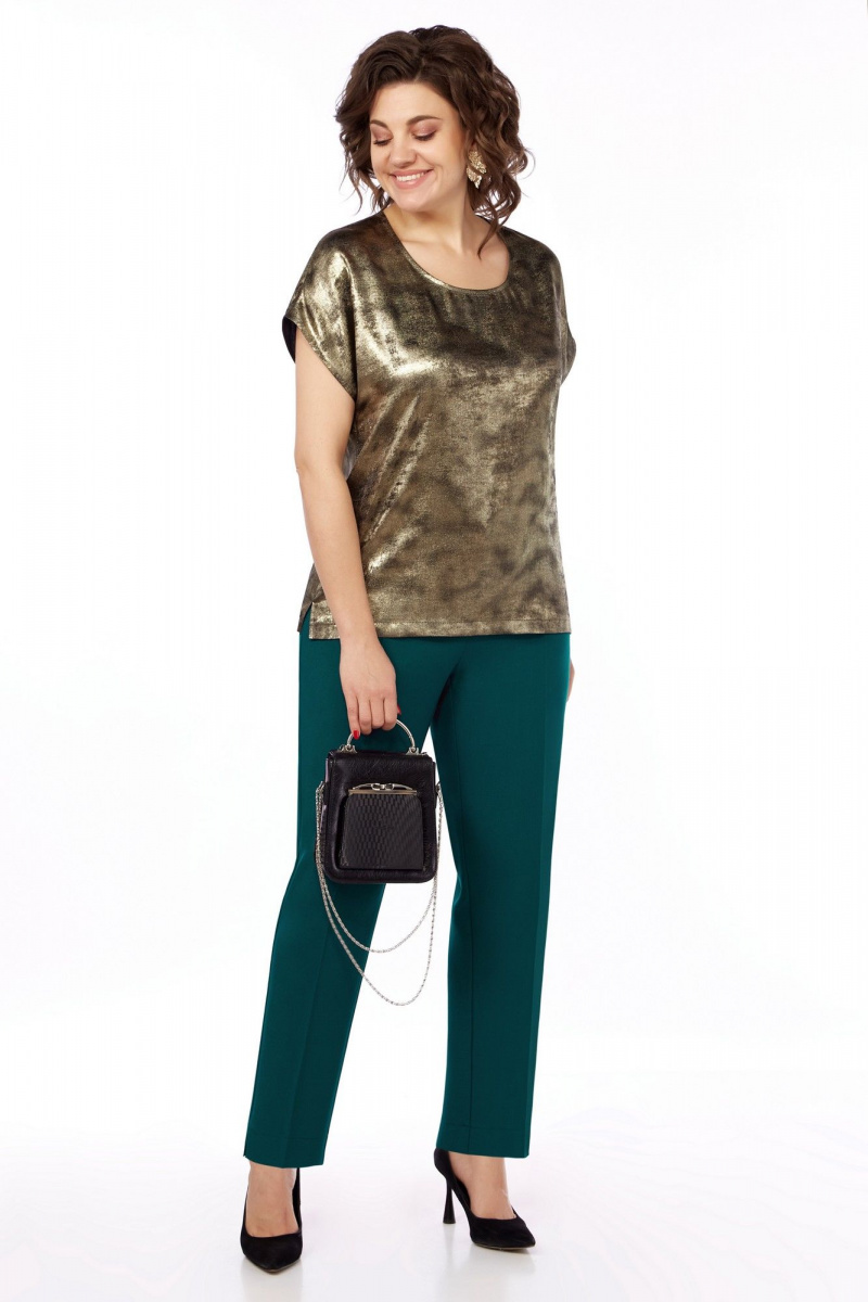 Брючный костюм БагираАнТа 1003 изумруд/золото