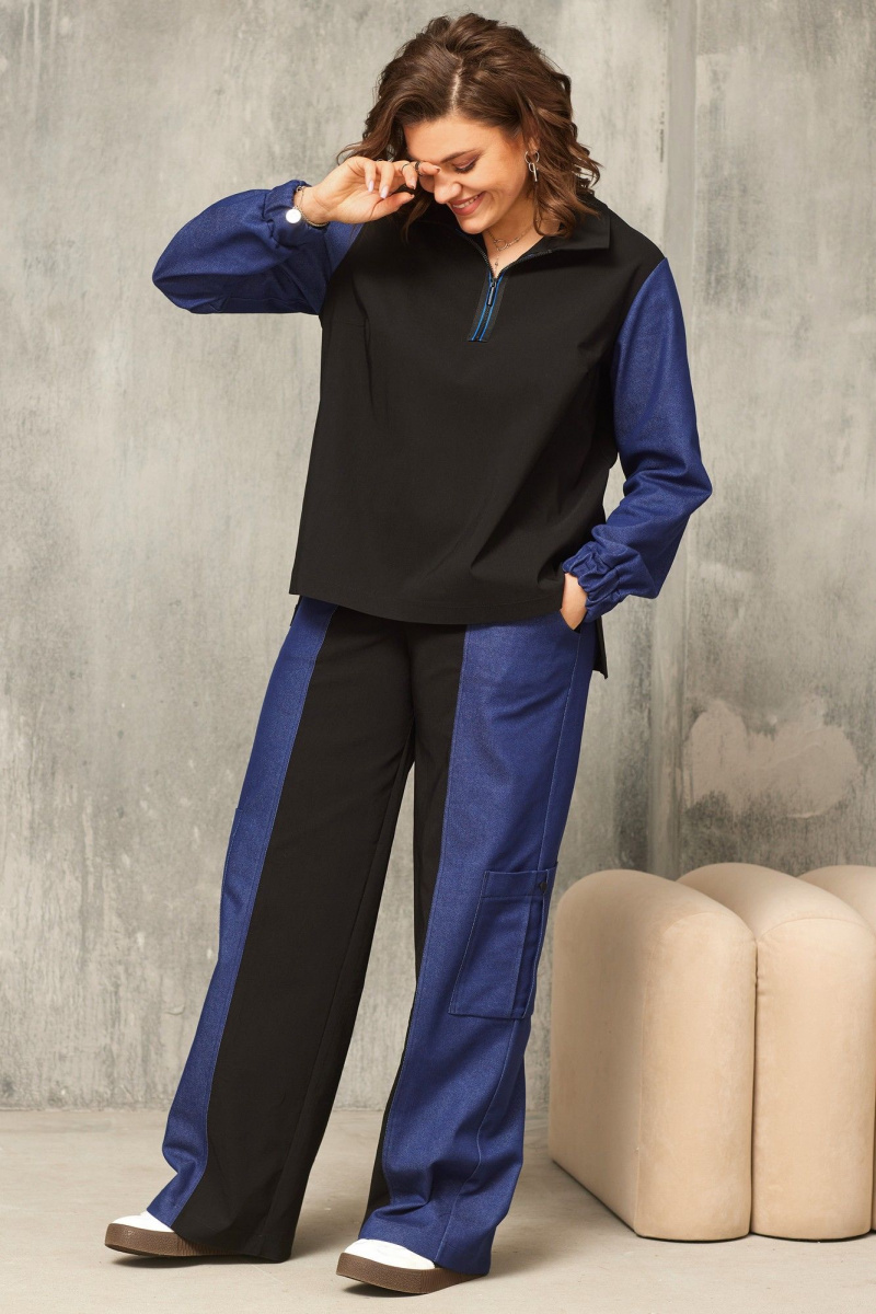 Брючный комплект BegiModa 3085 черный_сапфир