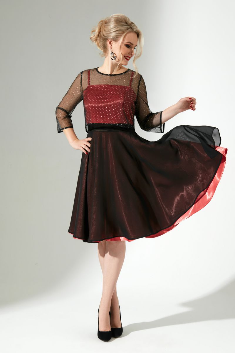 Платье Euromoda 330 розовый+черный