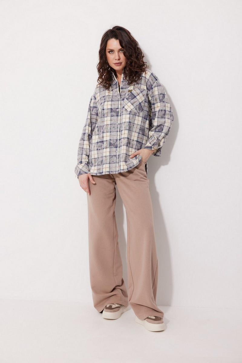 Рубашки MG Wear 2257 сине-бежевая_клетка