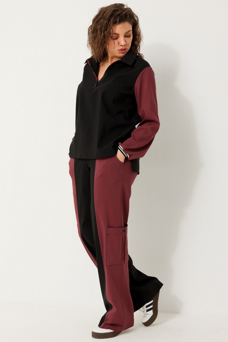 Брючный комплект BegiModa 3090 чёрный бордо