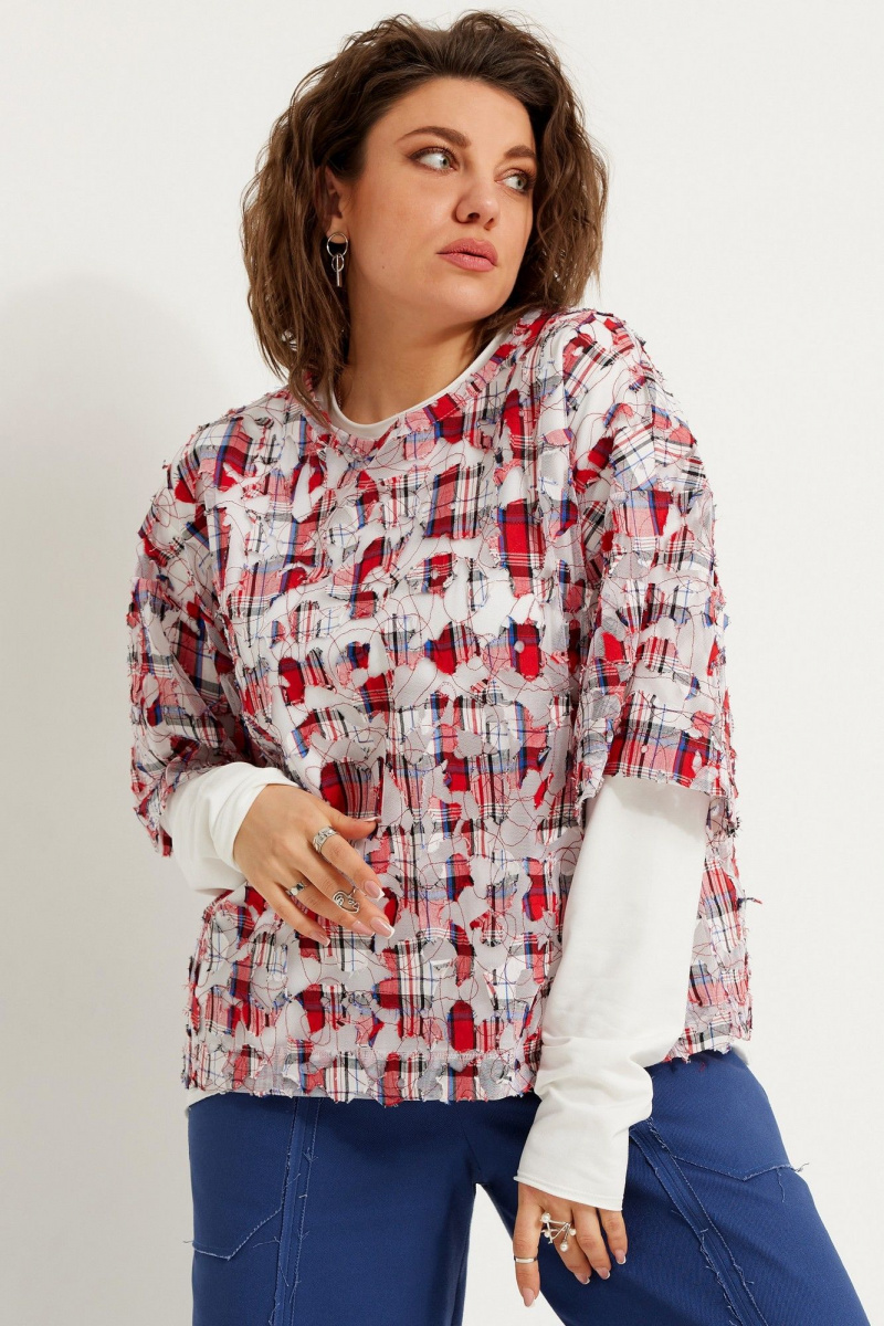 Блузы BegiModa 4119 красная клетка