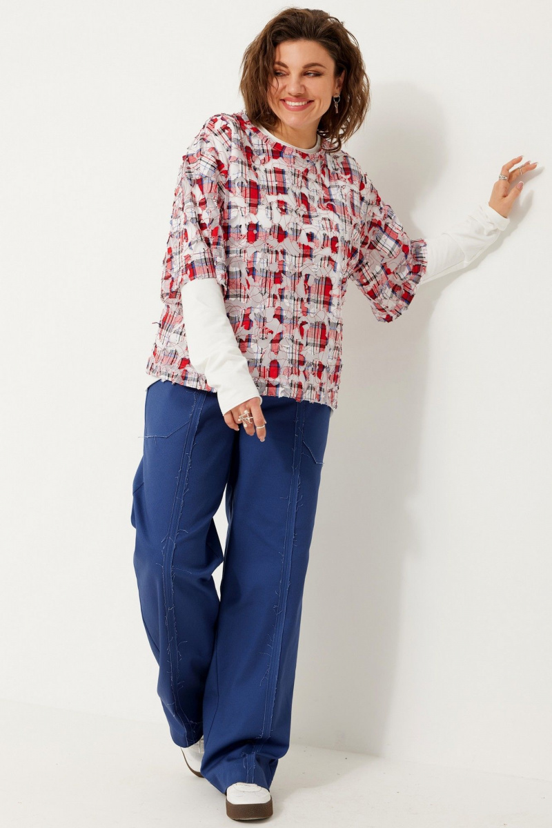Блузы BegiModa 4119 красная клетка