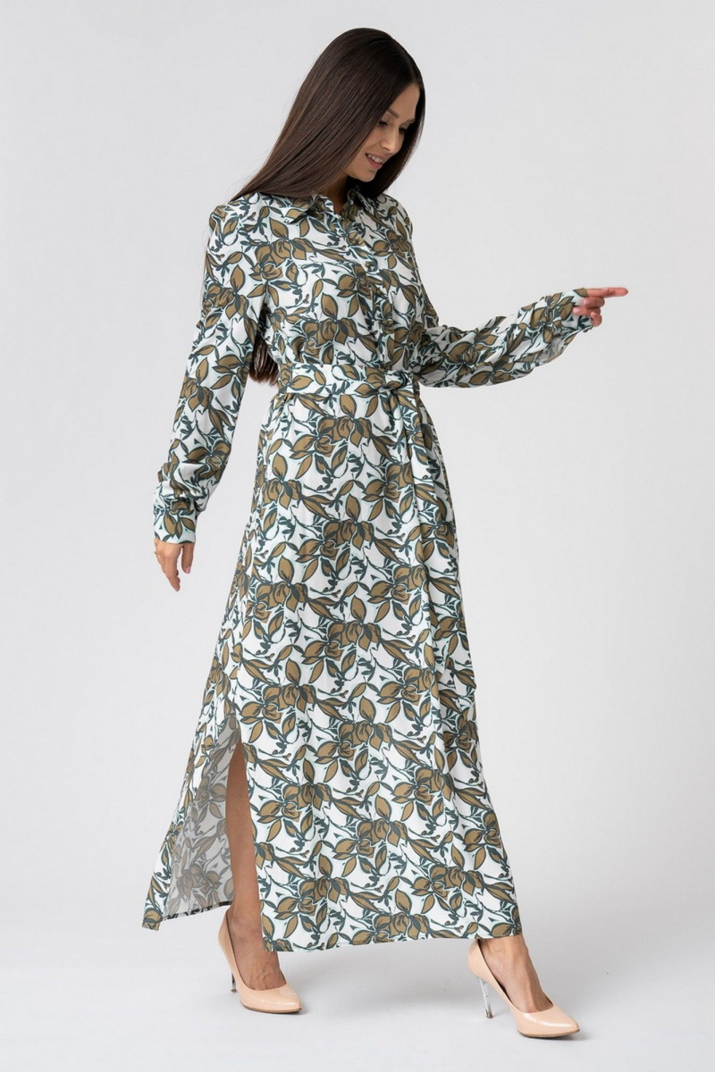 Платья FASHION CENTRE В-3808 молочный_в_цветы